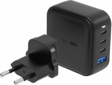 Nabíječka Energea Nabíjení ENERGEA. síť. 1xUSB+3xUSB-C PD-PPS-QC 3.0 100W 3C1A černá/černá US+EU Travelite GAN100