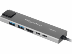 Kruger&Matz adaptér (HUB) USB typu C na HDMI/2x USB3.0/2x USB typu C/RJ45