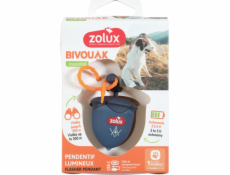 ZOLUX BIVOUAK Luminous Collar Přívěsek Ořech LED USB modrá - psí známka - 6x4x3 cm