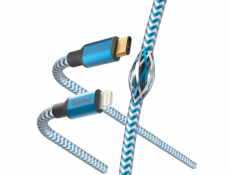 Hama 00201561 Reflective Charging Cable, USB-C - Lightning 1.5m Nylon blue