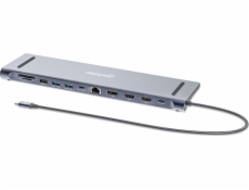 AV adaptér Manhattan MANHATTAN Dockingstation 12-in-1 4K 1xHDMI 2xDP 3xUSB-A