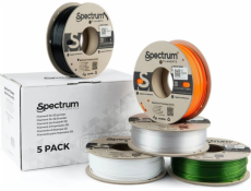 3D Spectrum pero Spectrum 3D filament, Premium PCTG, 1,75 mm, 5x250 g, 80751, mix arktická bílá, dopravní černá, čistě oranžová, transparentní zelená, prémiová