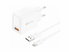 Foneng EU54 USB-A, 3A mains charger (White) + USB-A to Lightning cable