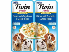 INABA Dog Twin kuřecí se zeleninou a sýrem v bujónu – pochoutka pro psy – 2x40g