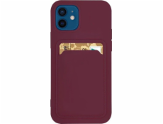 Hurtel Card Case Silikonové pouzdro na peněženku se slotem na kartu Dokumenty pro Samsung Galaxy S21 Ultra 5G Burgundy