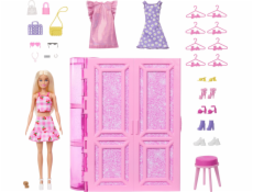 Mattel Barbie Dream Šatní skříň s oblečením Šatní skříň 3.0 + panenka Barbie + doplňky (HXD58)