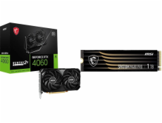 Grafická karta MSI GeForce RTX 4060 VENTUS 2X BLACK 8G OC + Spatium M480 Pro 1TB M.2 2280 PCI-E x4 Gen4 NVMe