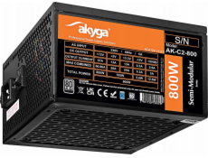 Akyga zdroj AKYGA ATX 800W zdroj AK-C2-800 Semi-Modular P4+4 2x PCI-E 6+2 pin 6x SATA 3x Molex FAN 12cm