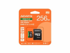 ADATA MicroSDXC karta 256GB Speed Plus, U3, C10, A2, V30 (R:180/W:160 MB/s) + SD adaptér