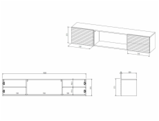 Cama RTV skříň TULA 183x35x37 bílá matná + bílá krbová římsa