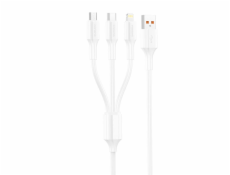 3-in-1 USB to USB-C / Micro USB / Lightning cable Foneng XS01 , 3A, 1.2m (White)