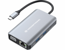 Conceptronic AV adaptér CONCEPTRONIC Dock USB-C->HDMI,VGA,GbE,3xUSB3.0,100WPD0.25mgr