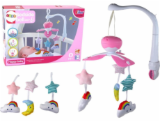 LeanToys Dětská postýlka Carousel Sound Sky Pink