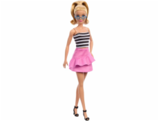 Mattel Barbie Fashionistas panenka s černobílým topem a růžovou sukní