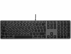 Klávesnice LMP Large Font USB Keyboard 110 kláves drátová USB klávesnice s 2x USB a hliníkovým horním krytem - UK - vesmírně šedá