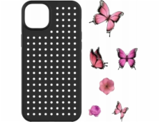 Súprava puzdier Pinit Pinit Dynamic + kvetinový/motýlí odznak iPhone 14 6,1" čierno/čierny vzor 1