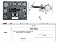 Sada na montáž kotoučových brzd, 11 ks, YATO