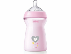 Chicco Chicco_naturalfeeling plastová fľaša 330 ml s silikónovým strukom rýchlym tokom 6m+ ružová