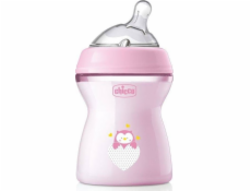 Chicco Chicco_naturalfeeling plastová láhev 250 ml se silikonovým strukem středním tokem 2M+ růžová