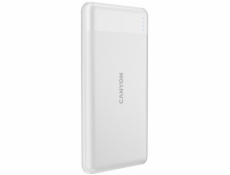 CANYON powerbanka PB-1009W,10 000mAh Li-pol, In USB-C+Lightning-Apple,Out USB-C PD 20W+1xUSB-A QC 3.0,bílá