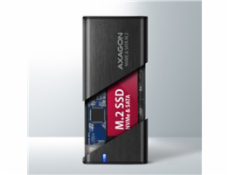 AXAGON EEM2-SB2, USB-C 3.2 Gen 2 - M.2 NVMe & SATA SSD kovový RAW box, bezšroubkový, černý