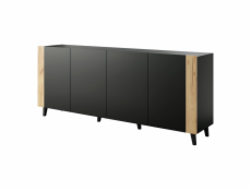 FARO chest of drawers 200x42x82 matte black + oak craft