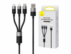 Kábel USB 3v1 Baseus radu StarSpeed, USB-C + Micro + Lightning 3,5 A, 1,2 m (čierny)