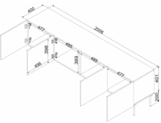 Cama RTV skříň SIENA 200x40x60 matná černá