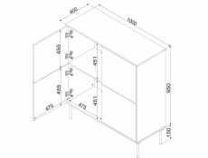 Cama 4D komoda TRESSE 100x40x110 matná zelená