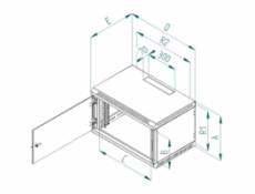 Nástenný rozvádzač jednodielny 12U/400mm plech.dveře