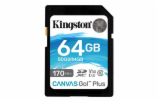 Kingston 64GB SecureDigital Canvas Go! Plus (SDXC) Card, 170R 70W Class 10 UHS-I U3 V30